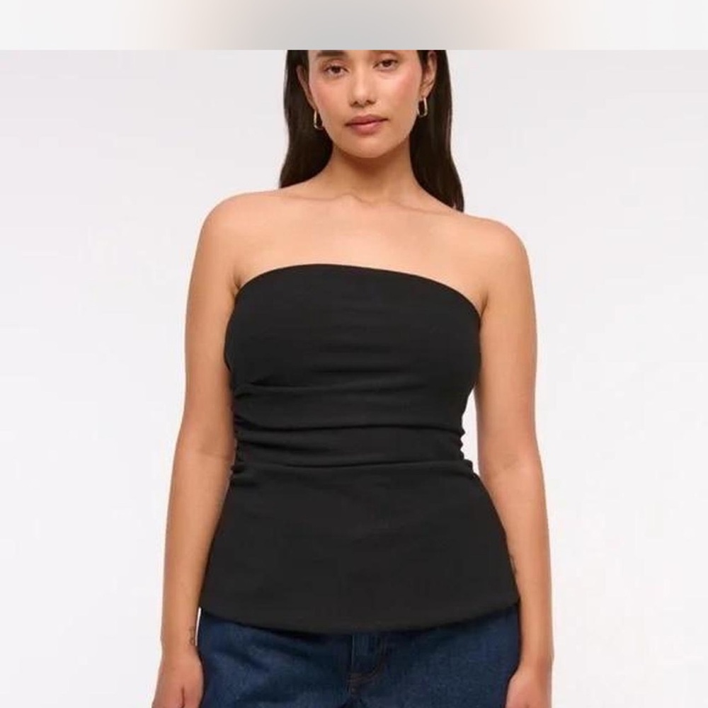 Abercrombie Black Ruched Strapless Top